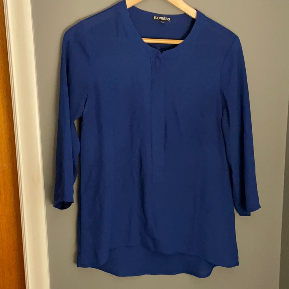 Express Navy Three Quarter Sleeve Blouse
